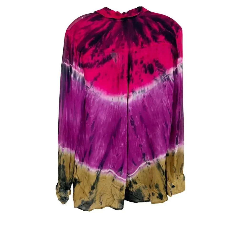 Young Fabulous &‎ Broke Susan Tie Dye Long Sleeve Blouse Artsy Boho - Size XS - Picture 2 of 6